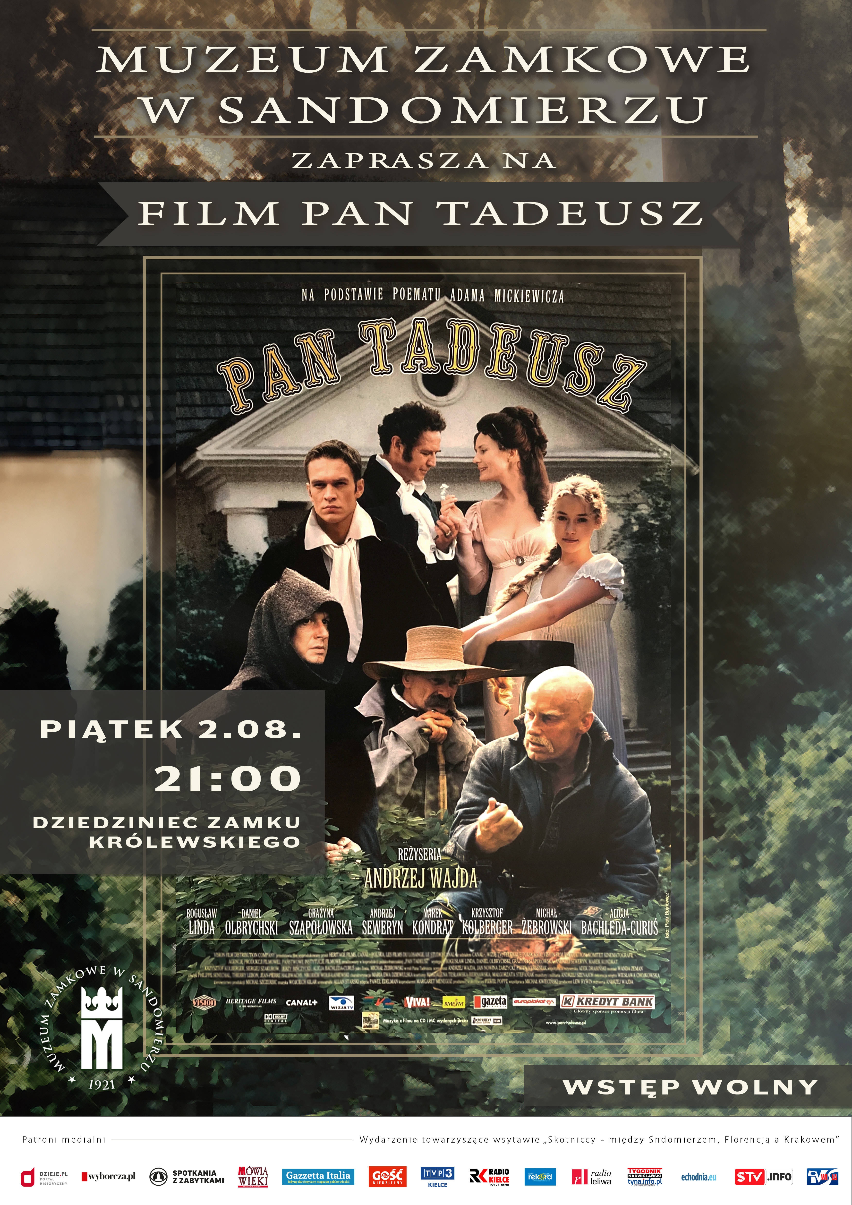 2-08-2024 - Plenerowa projekcja filmu Pan Tadeusz - plakat