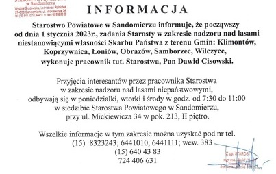 Zdjęcie do Informacja dotycząca nadzoru nad lasami na terenie Powiatu Sandomierskiego