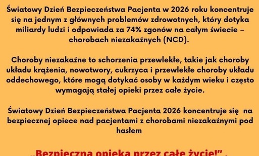 Obchody Światowego Dnia Bezpieczeństwa Pacjenta 2026. 