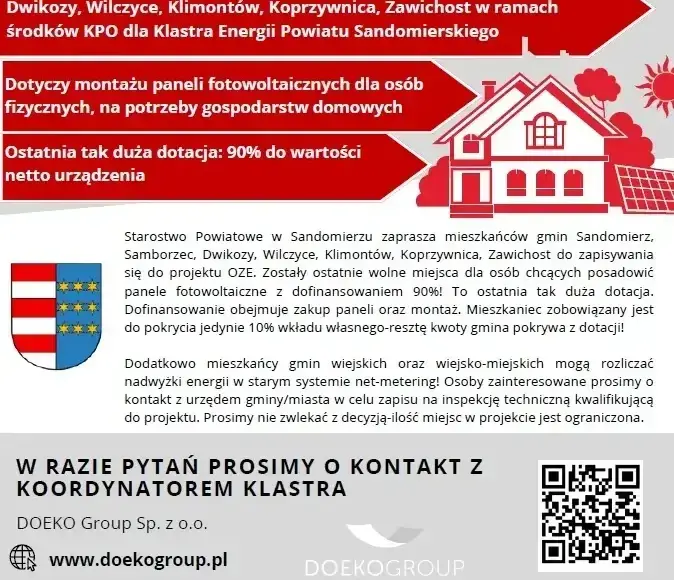 Ostatnie wolne miejsca w projekcie OZE! Dofinansowanie 90% do paneli fotowoltaicznych!